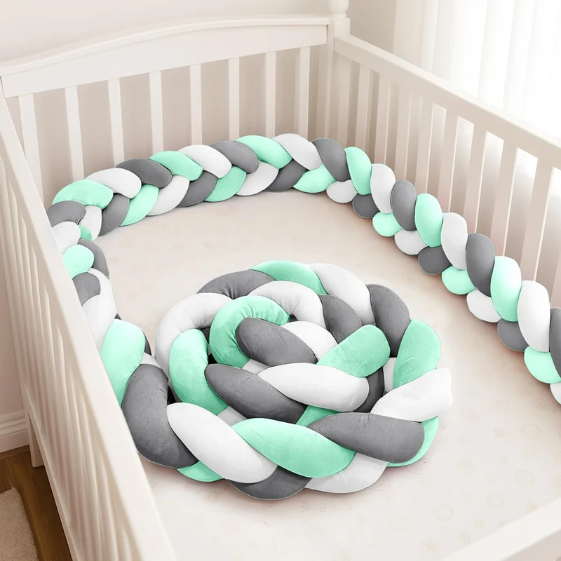 GYCS Ultra-Soft Knotted Pregnancy Pillow Braided Toddler Bed Guard Rail Knot Cushion Cotton Bed Set All Round Protector Suitable for Home Bedroom Decor Fits All Bed Types,A10,400cm