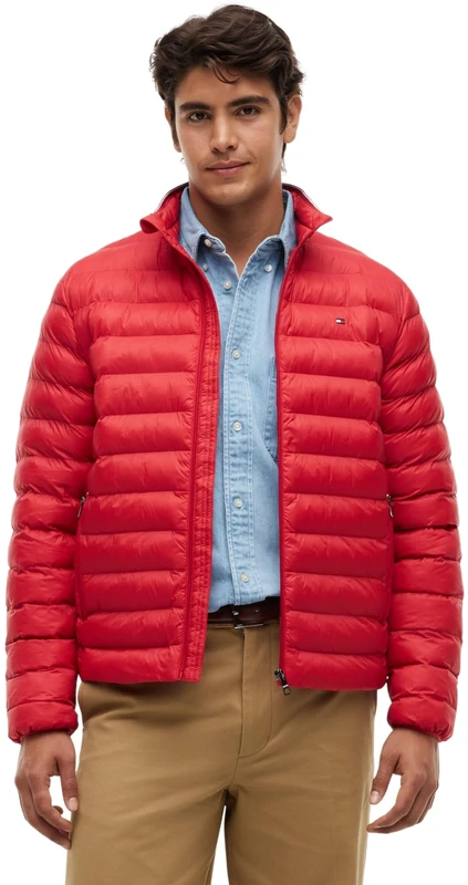 Tommy Hilfiger Men's Packable Recycled Jacket Mw0Mw37634 Other Jackets, RED (Medium Red), S
