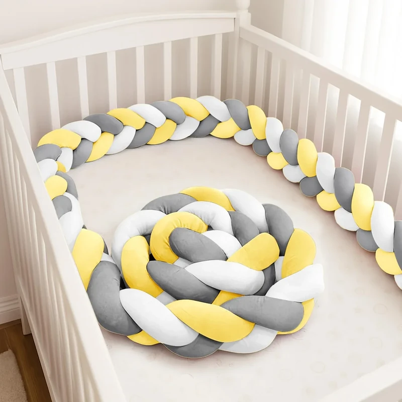 GYCS Ultra-Soft Knotted Pregnancy Pillow Braided Toddler Bed Guard Rail Knot Cushion Cotton Bed Set All Round Protector Suitable for Home Bedroom Decor Fits All Bed Types,A06,400cm