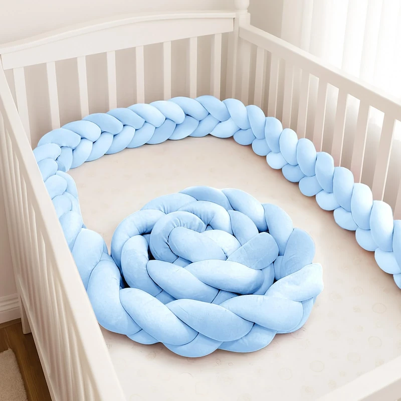GYCS Ultra-Soft Knotted Pregnancy Pillow Braided Toddler Bed Guard Rail Knot Cushion Cotton Bed Set All Round Protector Suitable for Home Bedroom Decor Fits All Bed Types,A14,400cm
