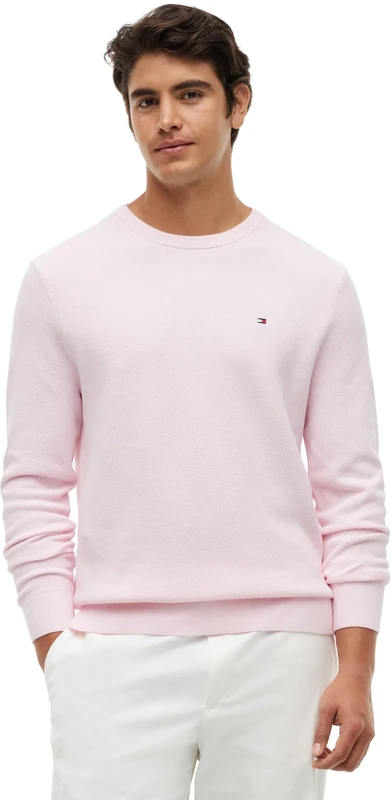 Tommy Hilfiger Men's Essential Structure Crew Neck Mw0Mw36347 Pullover Sweater, Pink (Pink Lily), S