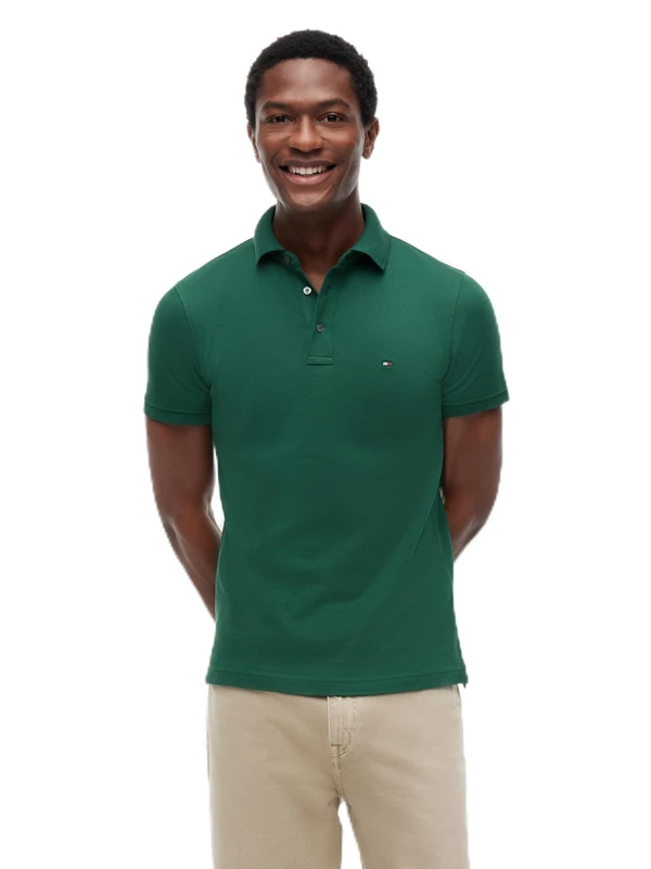 Tommy Hilfiger Men's 1985 Slim Polo MW0MW17771 S/S Polo, Green (Street Green), L