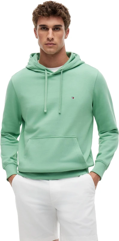 Tommy Hilfiger Men’s Hoodie Essential Terry with Kangaroo Pocket, Turquoise (Cut Grass), M