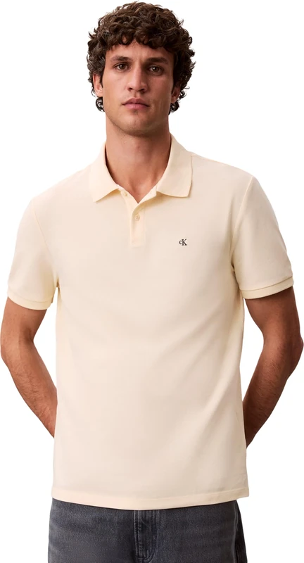 Calvin Klein Men's Ss Monogram Pique Polo Lv040Em269 Polos, White (Vanilla Custard), L