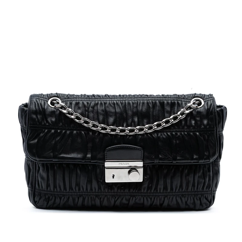 Prada Pre-Loved Medium Nappa Gaufre Sound Lock Shoulder Bag