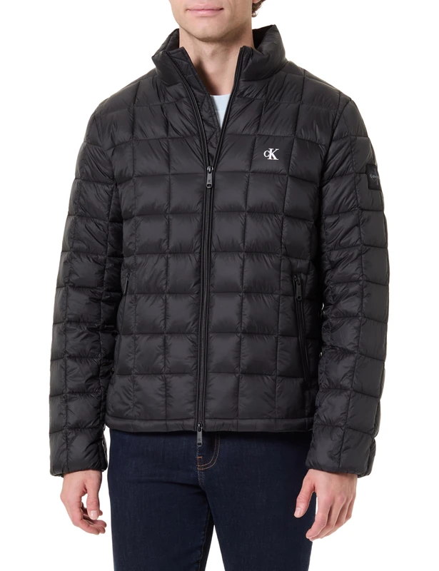 Calvin Klein Men's Ls Ultrltwt Nylon Quilited Puffe LV04RG506G Jackets, BLACK (Black), L
