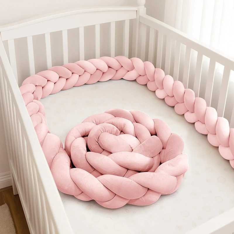 GYCS Ultra-Soft Knotted Pregnancy Pillow Braided Toddler Bed Guard Rail Knot Cushion Cotton Bed Set All Round Protector Suitable for Home Bedroom Decor Fits All Bed Types,A13,400cm