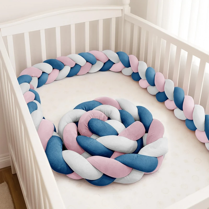 GYCS Ultra-Soft Knotted Pregnancy Pillow Braided Toddler Bed Guard Rail Knot Cushion Cotton Bed Set All Round Protector Suitable for Home Bedroom Decor Fits All Bed Types,A23,400cm