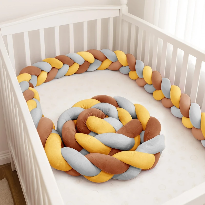 GYCS Ultra-Soft Knotted Pregnancy Pillow Braided Toddler Bed Guard Rail Knot Cushion Cotton Bed Set All Round Protector Suitable for Home Bedroom Decor Fits All Bed Types,A27,400cm