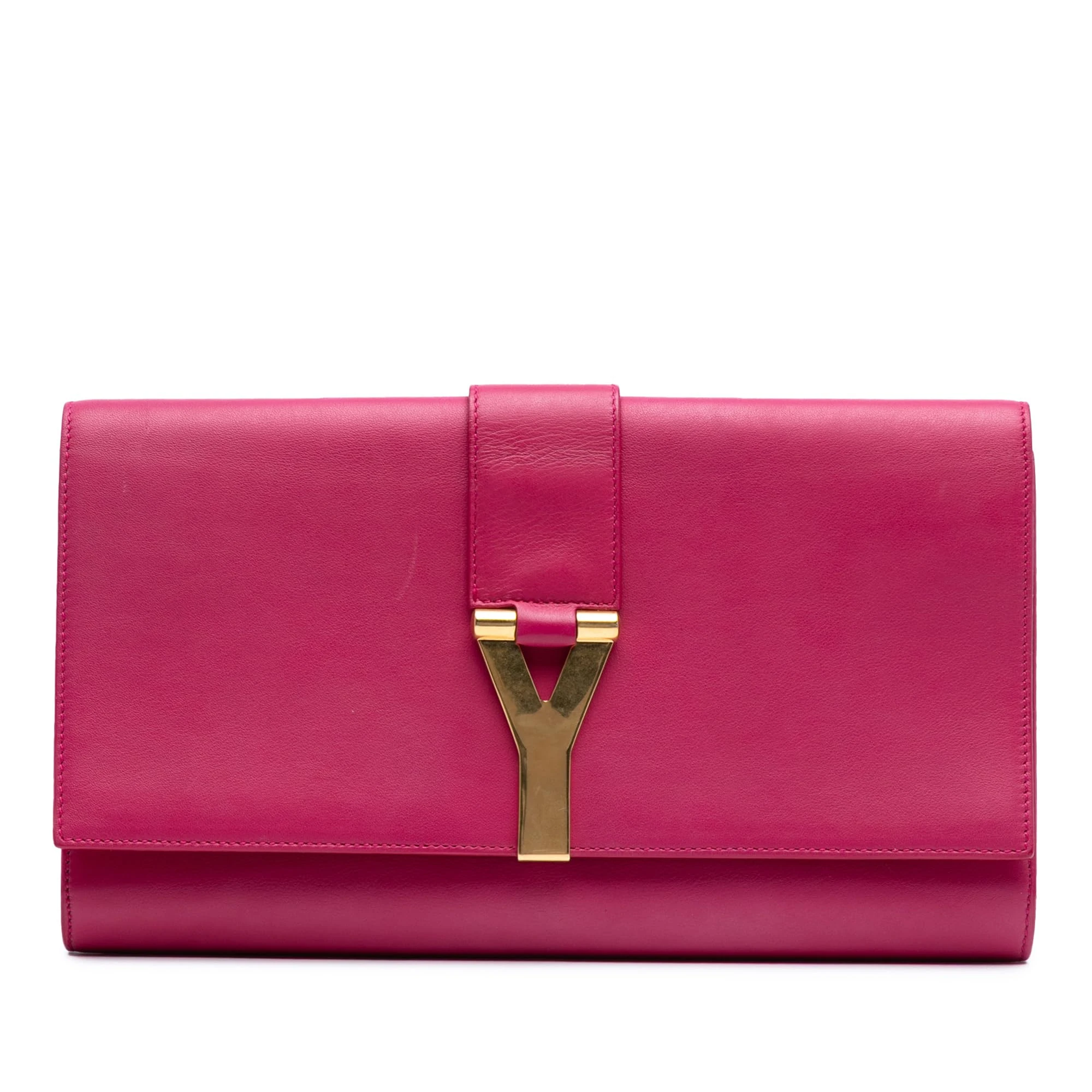 Saint Laurent Pre-Loved Leather Chyc Ligne Clutch