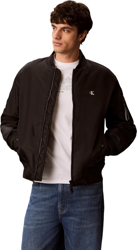 Calvin Klein Men's Bomber Jacket Nylon Lined, Black (Black), L