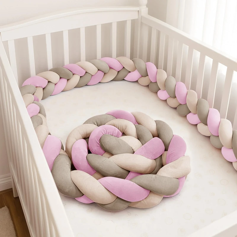 GYCS Ultra-Soft Knotted Pregnancy Pillow Braided Toddler Bed Guard Rail Knot Cushion Cotton Bed Set All Round Protector Suitable for Home Bedroom Decor Fits All Bed Types,A24,400cm