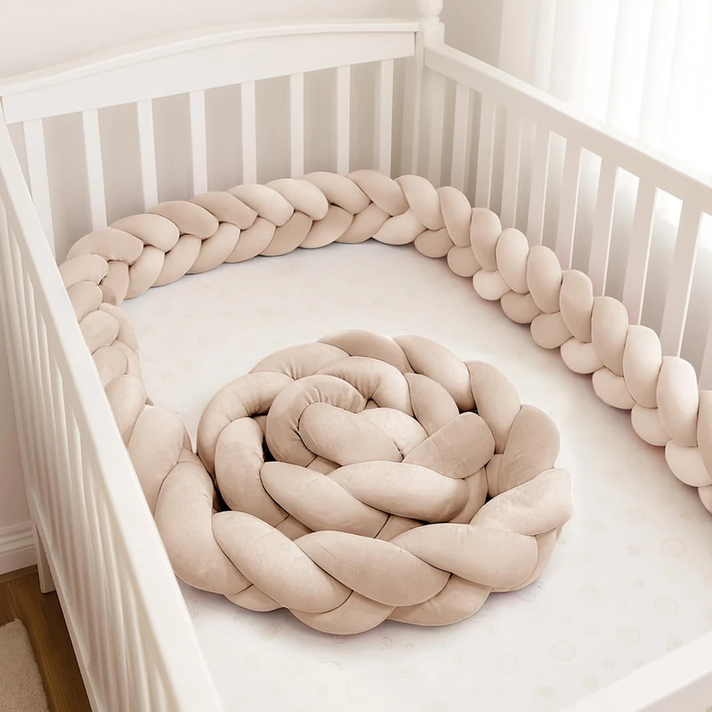 GYCS Ultra-Soft Knotted Pregnancy Pillow Braided Toddler Bed Guard Rail Knot Cushion Cotton Bed Set All Round Protector Suitable for Home Bedroom Decor Fits All Bed Types,A18,400cm
