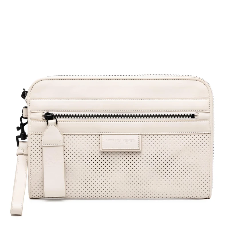 Bottega Veneta Pre-Loved Perforated Calfskin Leggero Clutch
