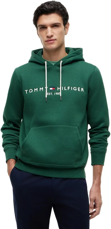 Tommy Hilfiger Men's Tommy Logo Hoody Mw0Mw11599 Pullover Hoodie, GREEN (Street Green), XL