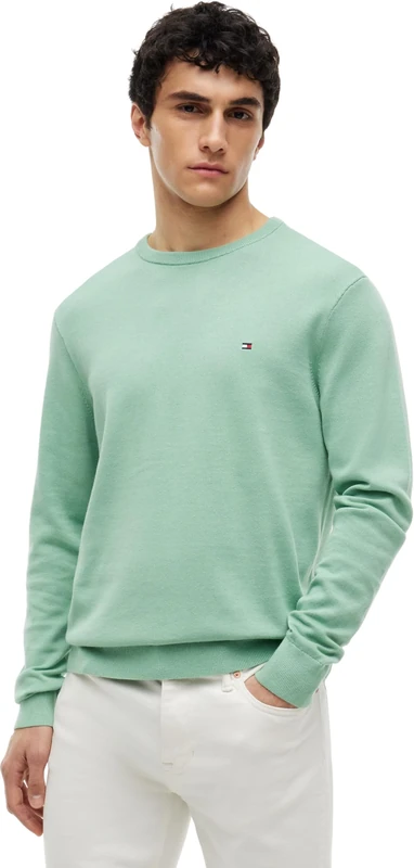 Tommy Hilfiger Men's Essential Ssnl Cotton Crew Neck Mw0Mw39999 Pullover Sweater, Green (Cut Grass), XXL