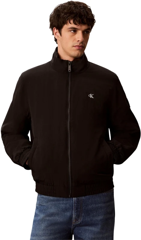 Calvin Klein Men's Transitional Jacket Padded Nylon Harrington with Stand Collar, Black (Black), 2XL