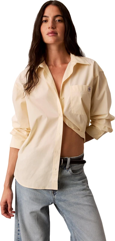 Calvin Klein Women’s Shirt Cotton Poplin Relaxed in Cotton, Yellow (Vanilla Custard), XXL