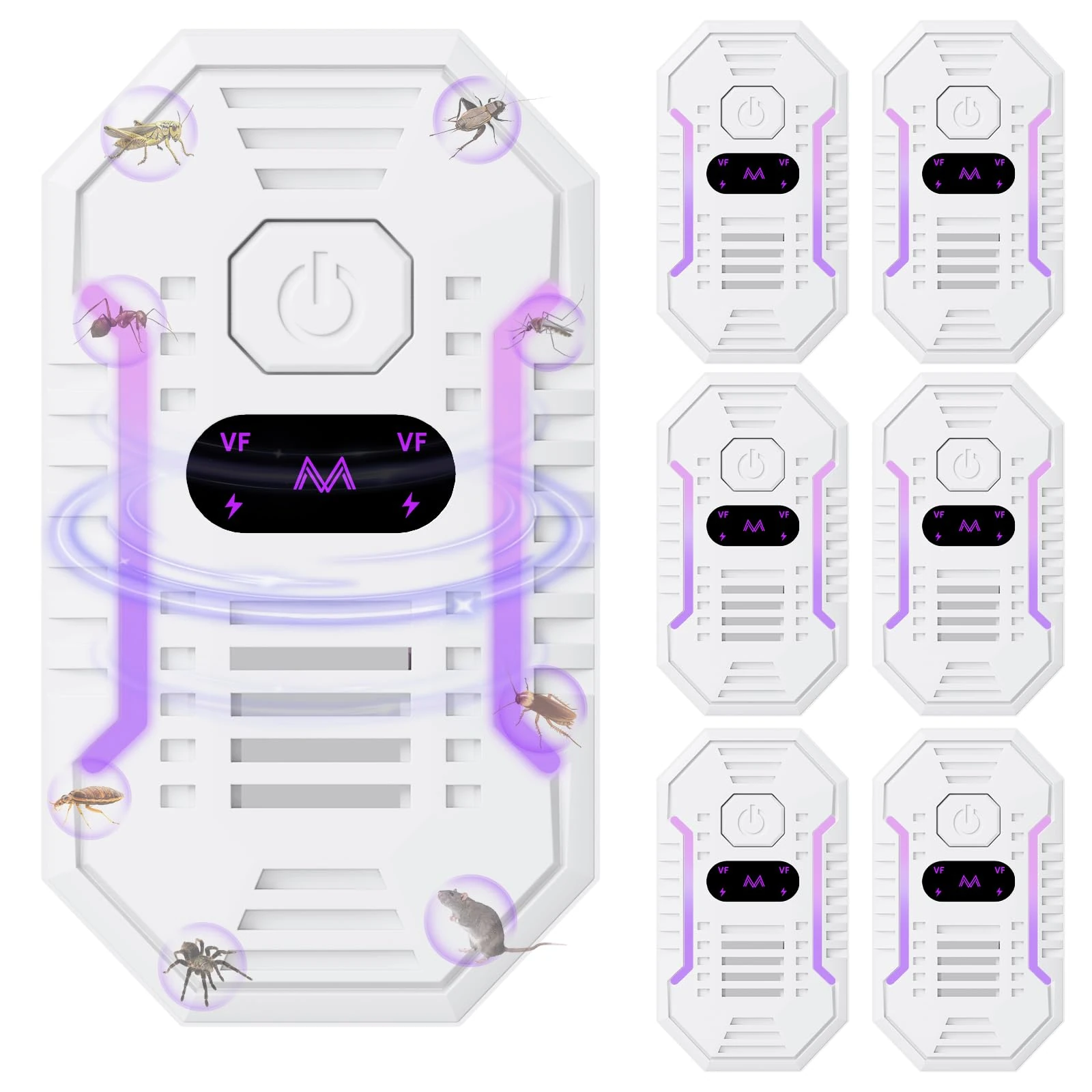 Gecool 6Pack Ultrasonic Pest Repellers, 2025 Upgraded 4-Mode Plug-In for Indoor Use, Effectively Repels Rodents, Insects & Spiders, 100% Safe for Your Family & Pet