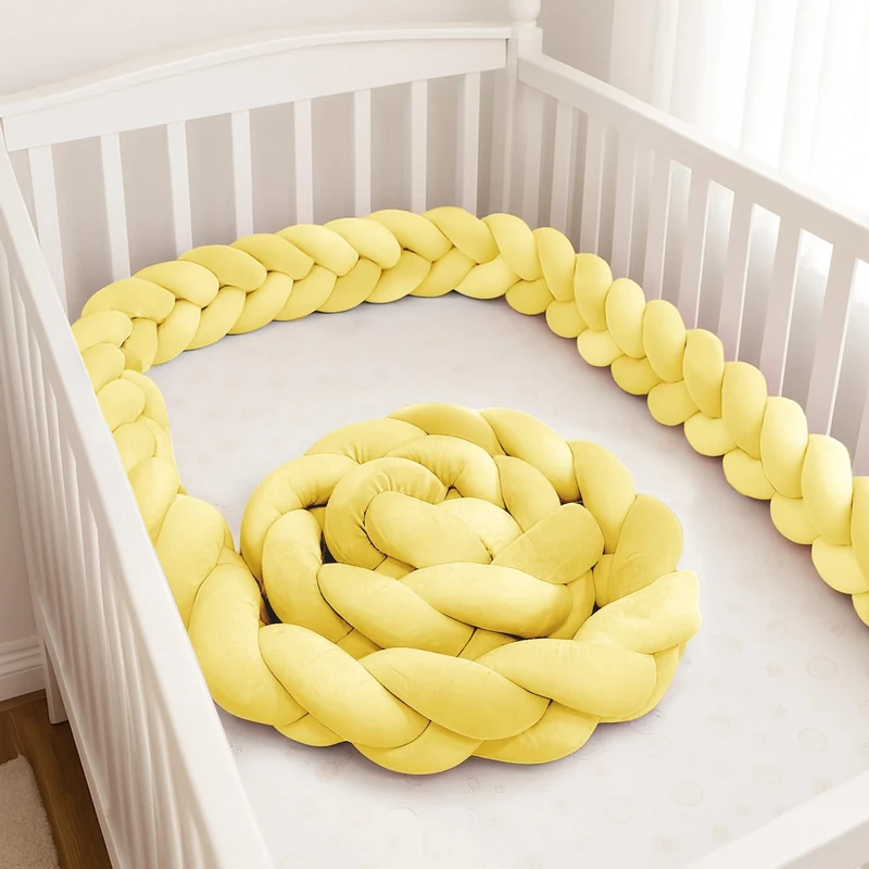 GYCS Ultra-Soft Knotted Pregnancy Pillow Braided Toddler Bed Guard Rail Knot Cushion Cotton Bed Set All Round Protector Suitable for Home Bedroom Decor Fits All Bed Types,A16,400cm