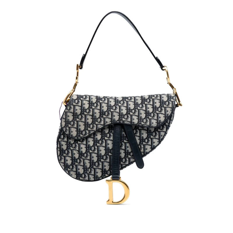 Dior Pre-Loved Oblique Canvas Saddle Handbag Shoulder Bag