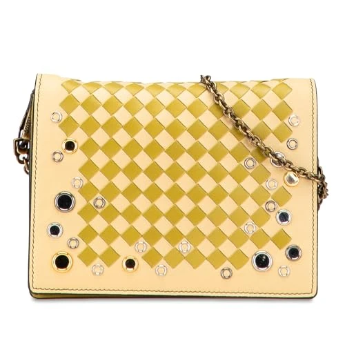 Bottega Veneta Pre-Loved Nappa Intrecciato Studded Wallet On Chain Handbag Crossbody Bag