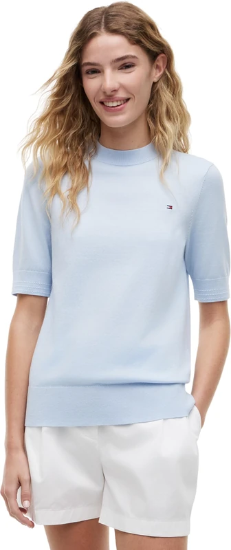 Tommy Hilfiger Women’s Jumper Jersey Short Sleeve, Blue (Breezy Blue), XL