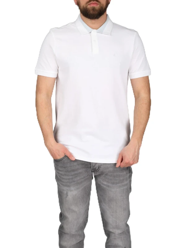 Calvin Klein Men's Ss Casual Pique Collar Block Pol LV04RG234G Polos, White (Bright White), XS - Image 1