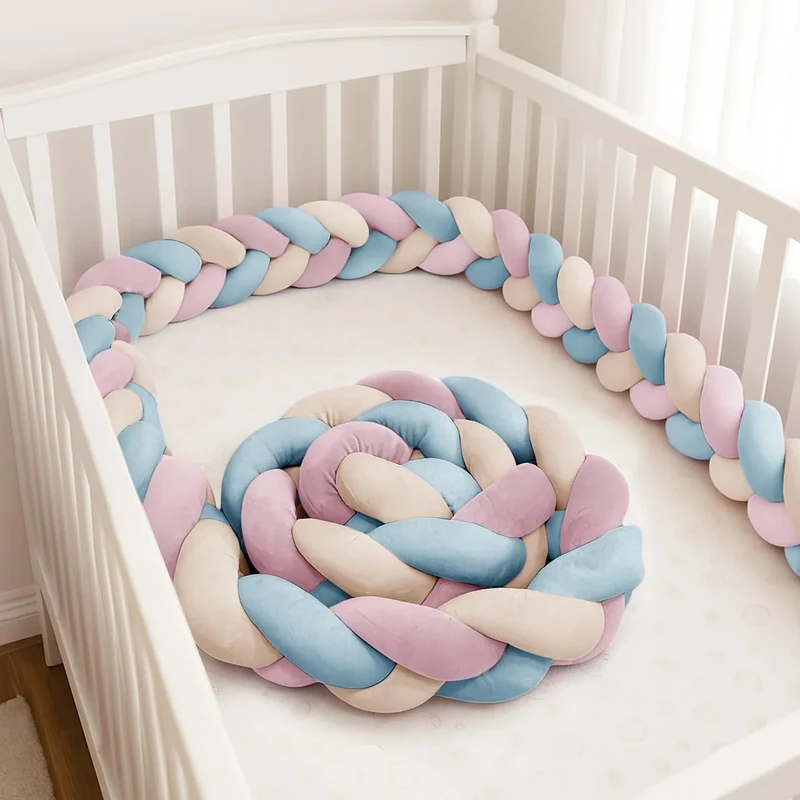 GYCS Ultra-Soft Knotted Pregnancy Pillow Braided Toddler Bed Guard Rail Knot Cushion Cotton Bed Set All Round Protector Suitable for Home Bedroom Decor Fits All Bed Types,A21,400cm