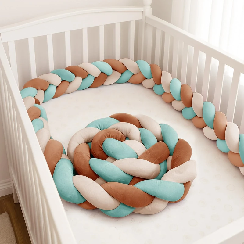 GYCS Ultra-Soft Knotted Pregnancy Pillow Braided Toddler Bed Guard Rail Knot Cushion Cotton Bed Set All Round Protector Suitable for Home Bedroom Decor Fits All Bed Types,A26,400cm
