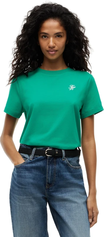 Tommy Hilfiger Women's Th Script Reg C-Nk Ss Tee WW0WW49941 S/S T-Shirt, Green (Courtside Green), M