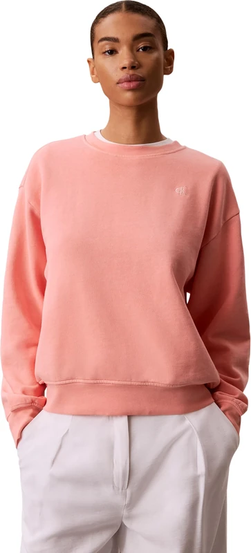 Calvin Klein Women's Sweatshirt Monogram Terry Washed with Round Neckline, Pink (Light Red), M