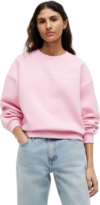 Tommy Hilfiger Women's Corp Logo Mdrn Swtsrt Ww0Ww47831 Pullover Sweatshirt, PINK (Classic Pink), XL