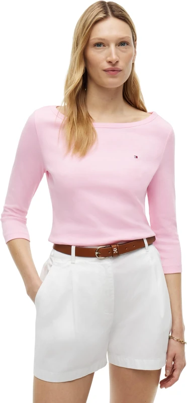 Tommy Hilfiger Women's Cody Boat-Nk 3/4 SLV Tee WW0WW49928 L/S T-Shirt, Pink (Classic Pink), XL