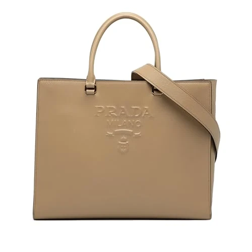 Prada Pre-Loved Large Saffiano Lux Embossed Logo Convertible Tote