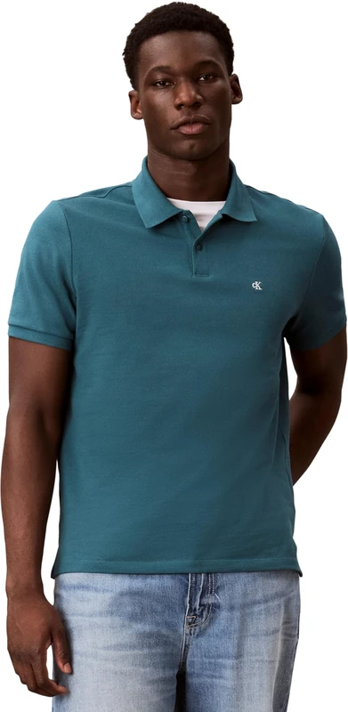 Calvin Klein Men's Ss Monogram Pique Polo Lv040Em269 Polos, Blue (Tahoe Green), L