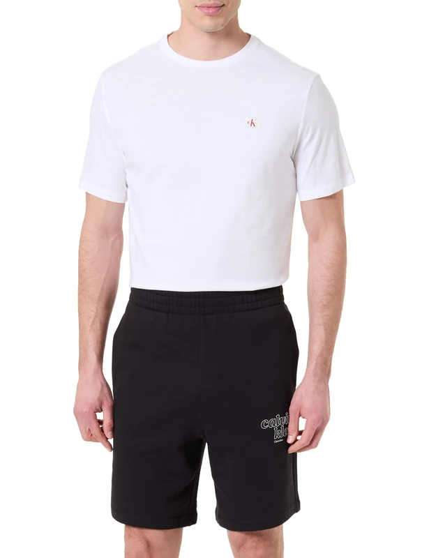 Calvin Klein Men's Lounge Shorts Terry EU Graphic with Side Pockets, Black (Black), L