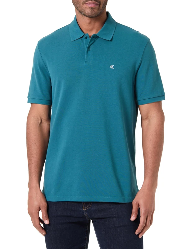 Calvin Klein Men's Ss Monogram Pique Polo Lv040Em269 Polos, Blue (Tahoe Green), 3XL