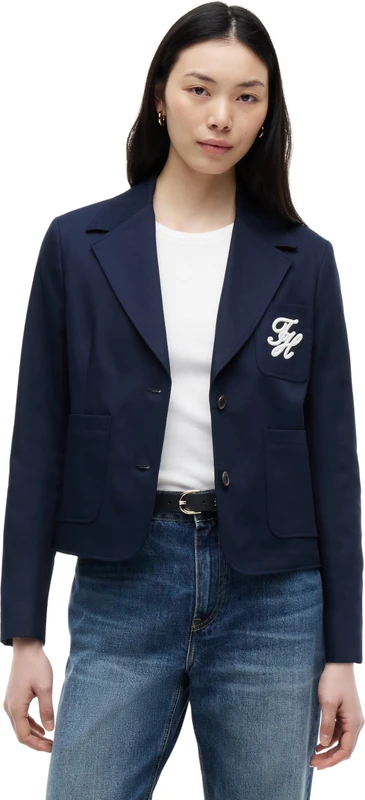 Tommy Hilfiger Women's Chino Dressing Cotton Blazer WW0WW50146 Blazer, Blue (Dark Night Navy), 44