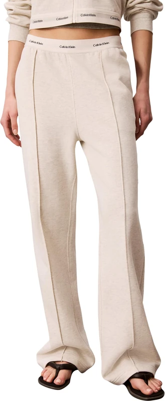 Calvin Klein Women's Jogging Bottoms Terry with Logo Waistband, Beige (Vanilla Heather), L