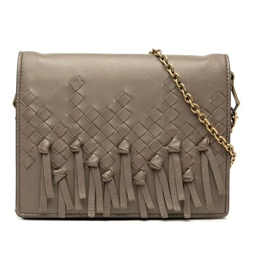 Bottega Veneta Pre-Loved Nappa Intrecciato Fringe Wallet on Chain Handbag