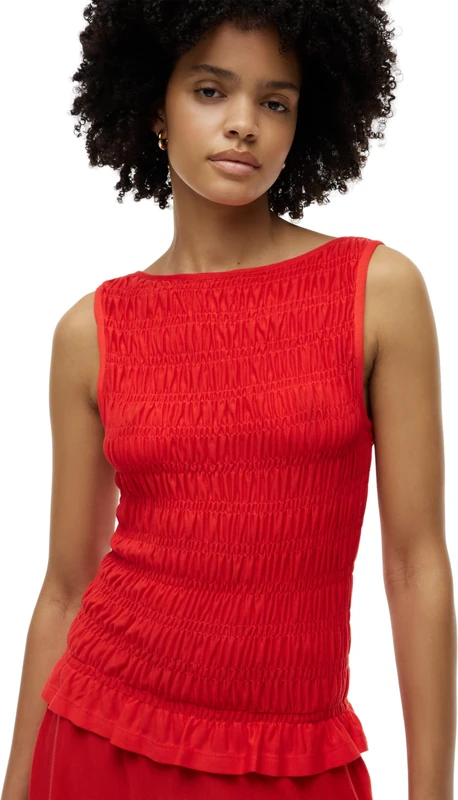 Tommy Hilfiger Women's Feminine Smocking Dress WW0WW50029 Other Dresses, RED (Fire Red), XS