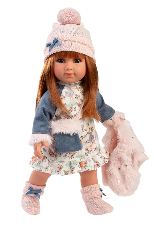 Llorens 1053555 Nicole Doll with Red Hair and Blue Eyes, Fashion Doll with Soft Body, Includes Trendy Outfit and Cuddly Vest, 35 cm
