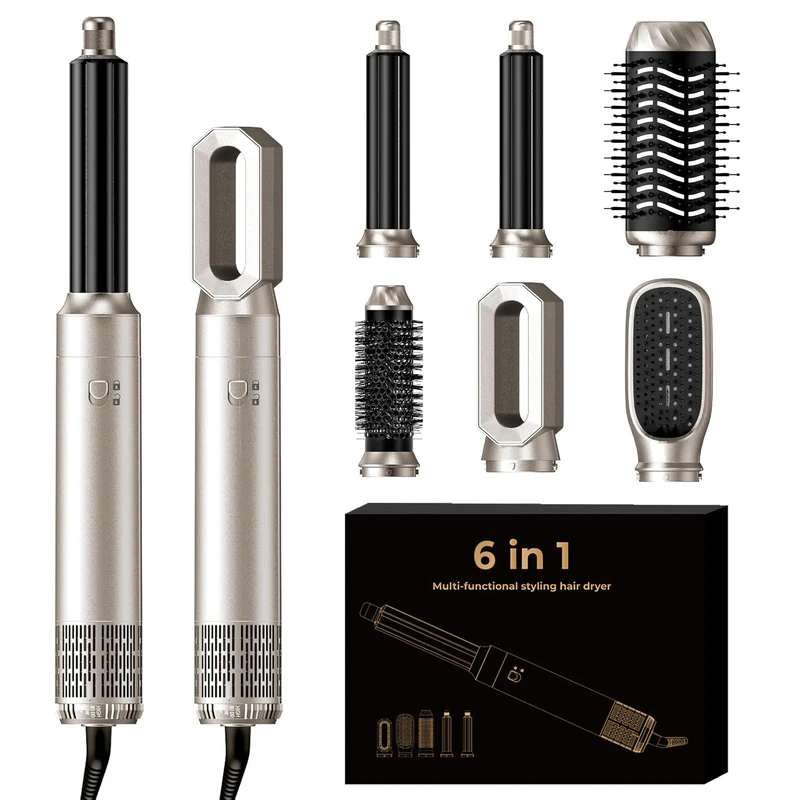 Airbrush Hair Styler, Airbrush 6 in 1, Magic Styler with Hair Dryer Brush, Auto Air Curler, Air Brush Hair Styler for Hair Styling, Airstyler for Women Volume, Curl, Smooth and Dry