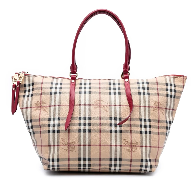 BURBERRY Pre-Loved Medium Haymarket Check Coated Canvas Salisbury Tote Bag