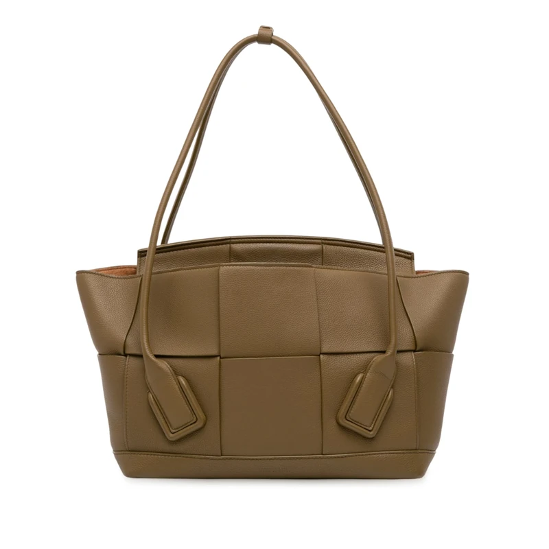 Bottega Veneta Pre-Loved Medium Grained Calfskin Maxi Intrecciato Arco Bag Tote