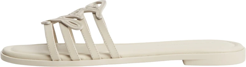 Tommy Hilfiger Women Th Script Flat Mule Lth FW0FW09368 Flat Sandals, BEIGE, 6