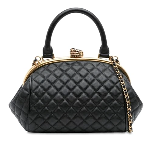 Pre-Loved Paris Rome Quilted Calfskin Colosseum Lock Frame Bowling Bag Satchel