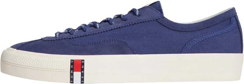 Tommy Jeans Men's Vulcanised Trainers Archive Y2K Canvas Mix with Logo, Purple (Blue Storm), 10.5