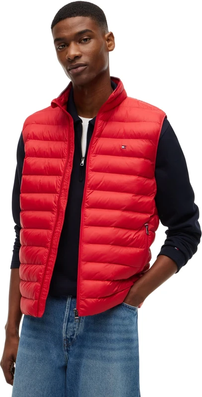 Tommy Hilfiger Men's Packable Recycled Vest MW0MW37677 Vest, RED (Medium Red), M